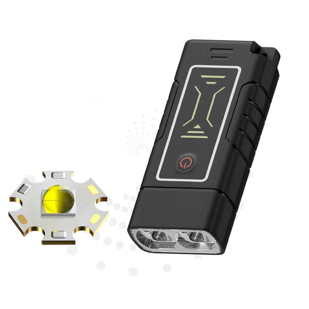 Dual Core LED Flashlight Waterproof Lightweight Rechargeable Outdoor Camping Strong Light Long-range Portable Keychain Light