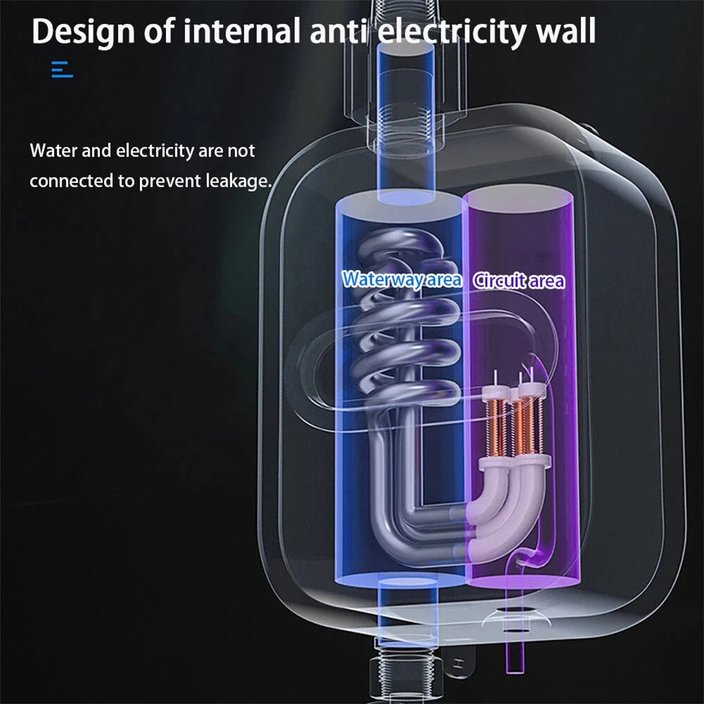 Tevorex 3000W/3500W Portable Mini Water Heater 110V/220V Instant Electric Heater IPX4 Waterproof Adjustable Temperature for Shower EU/UK/US Plug