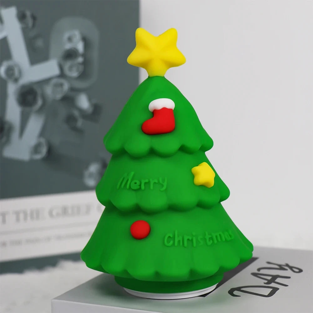 Christmas Tree Style Night Light Holiday Decorations Cute Silicone Lamp Lovely Pat Light Gift for Kids Warm Soft Bedside Home Decoration