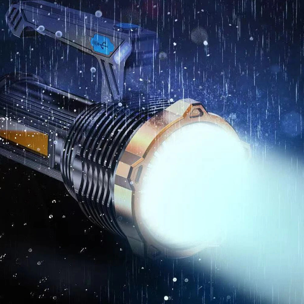 800LM LED+COB Handheld Flashlight Type-C USB Rechargeable Triple Light Source LED Searchlight Waterproof Floodlight Strong Spotlight