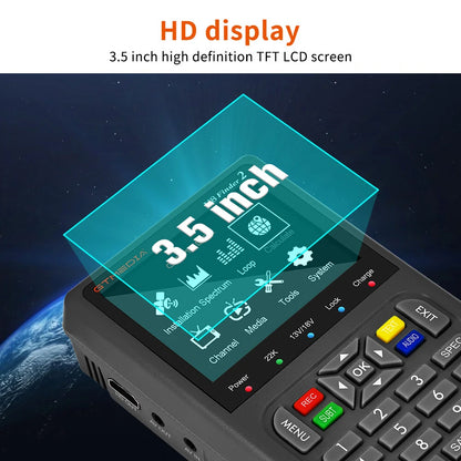[EU Direct] GTMEDIA V8 Finder2 Celestial Planet Astronomical Finder Signal Meter Built-in 4000mAh Rechargeable Battery HD 1080P 3.5" LCD Compatible For DVB-S2X/S2/S MPEG-2/4 H.264 8 Bit Receiver