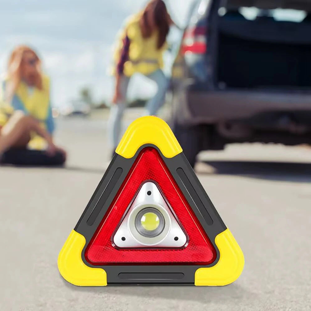 LED Triangle Warning Sign Night Light Warning Lamp Work Light Solar Powered Triangle Warning Sign Lamp With 4  Light Modes