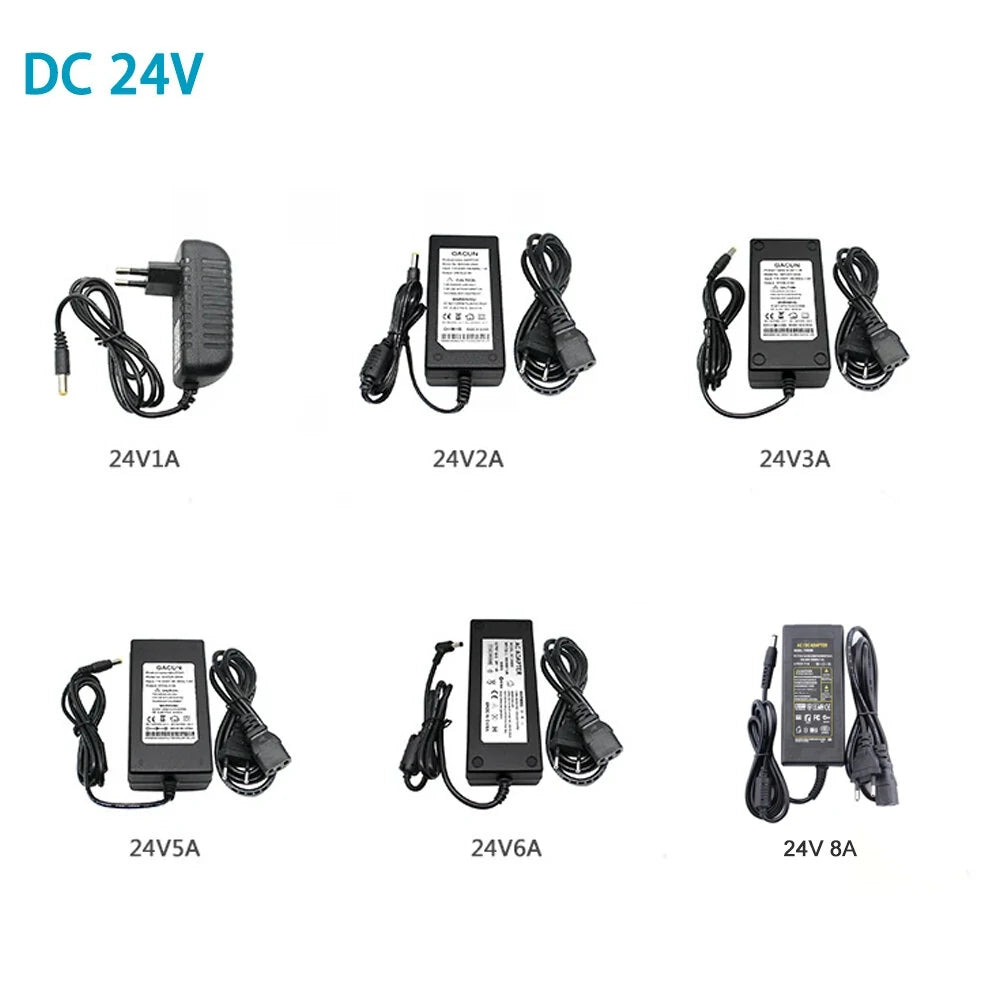 1PCS 24V Universal Power Supply Adapter AC 100-240V Input High Precision Output LED Driver Charger with Safety Features Energy Efficient