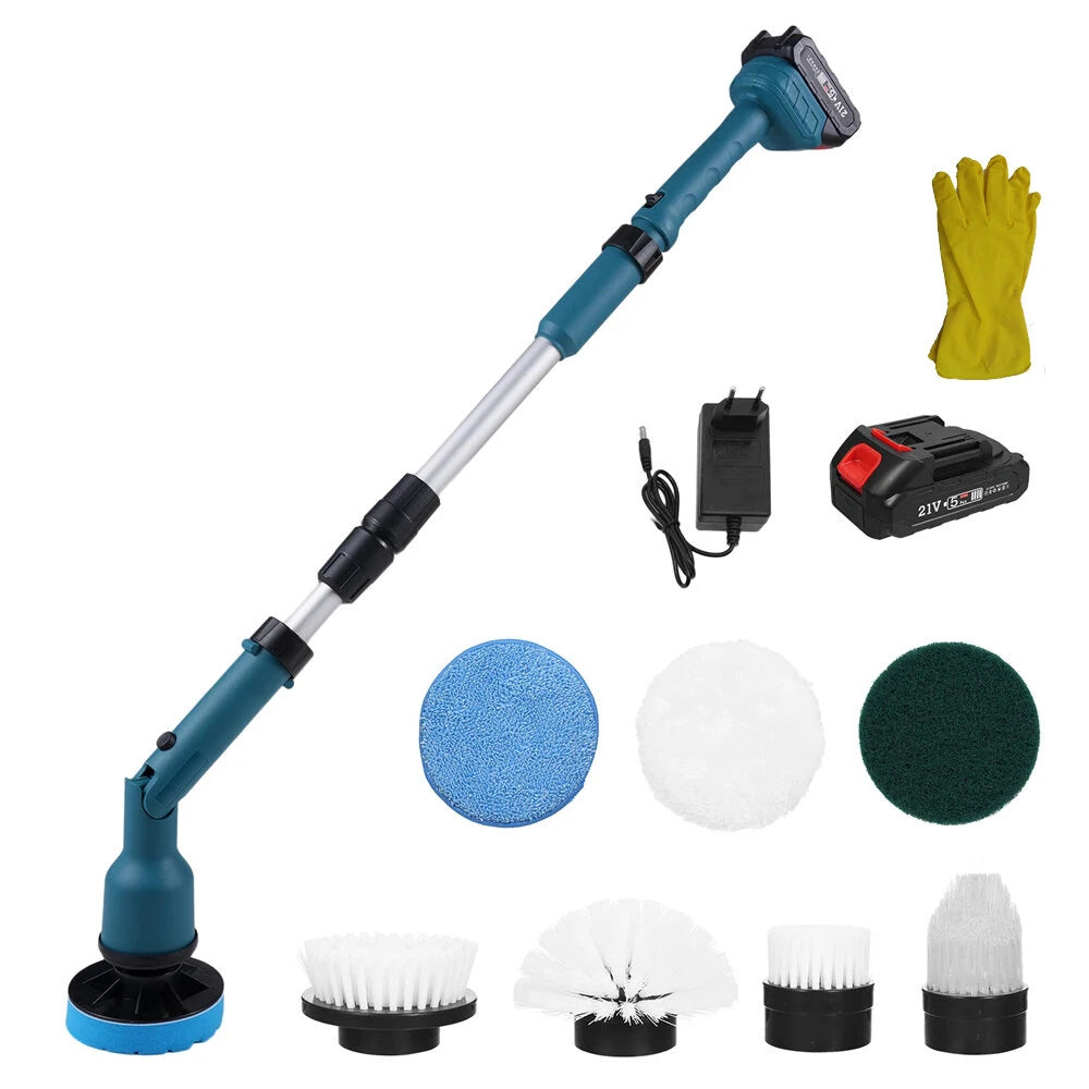 Electric Cleaning Brush 350W 10000mAh Battery 600/1000RPM IPX7 Waterproof with 8 Interchangeable Heads and Extendable Shaft for Bathroom Kitchen Car Cleaning