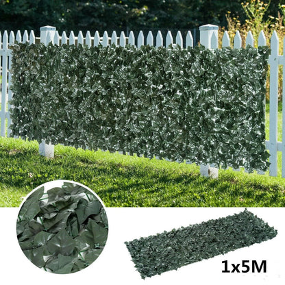 Green Outdoor Faux Plant Ivy Leaf Privacy Screen Fence Garden Yard