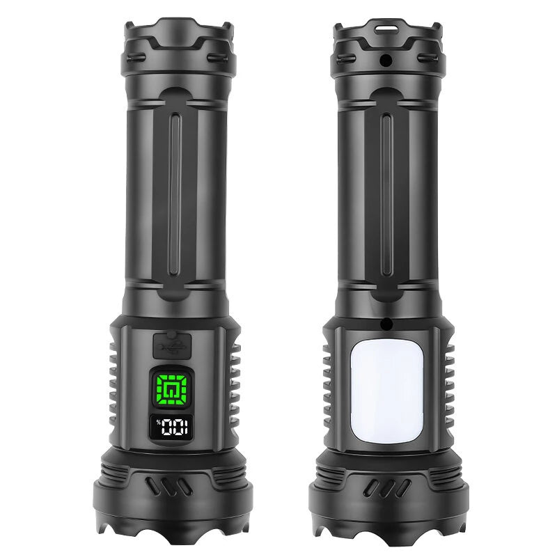 CY-016 Outdoors Digital Display Strong Flashlight with Side Lamp Versatile Light Output Type-C Rechargeable IPX4 Waterproof for Outdoor Emergency