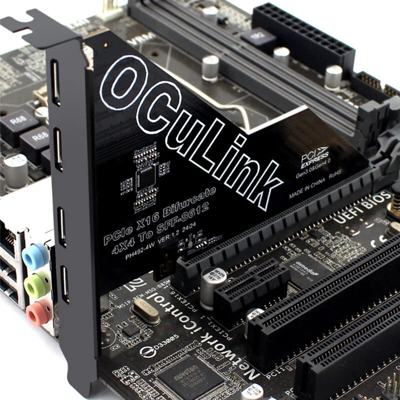PH492-4W PCIe4 0 X16 to Oculink SFF-8612 Extension Card 4 Port Bifurcation Support for U.2 SSD External GPU High Bandwidth 64Gbps PCIe Gen4 Expansion Card