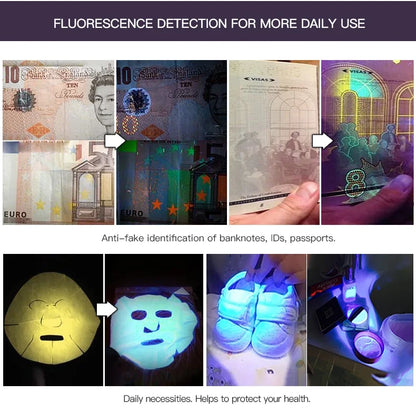 TANK007 UV03 High Power UV 365nm LED Flashlight NDT EDC Portable Blacklight Powerful Torch Detector