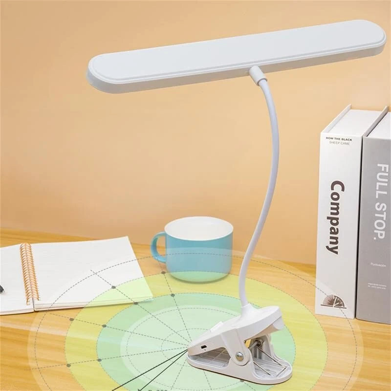 LED Clip-On Desk Lamp 4000mAh Battery Rechargeable 3 Color Temperatures Dimmable Flexible Gooseneck USB Powered