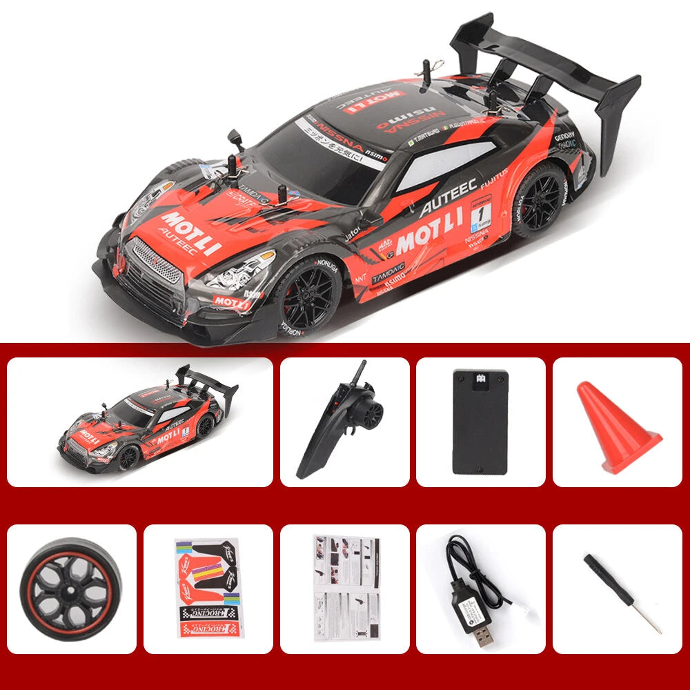 1/14 2.4G 4WD Drift RC Car High Speed LED Light On-Road Racing Remote Control Vehicles Models Multi Player Competiton Toys