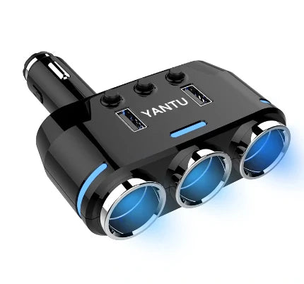 YANTU 12V-24V Car Power Socket Car Charger 2USB Charging Port 3.1A QC3.0 Fast Charger Cordless