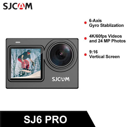 SJCAM SJ6 PRO Action Camera 4K 60FPS 24MP Wifi  6-Axis Gyroscope Stabilization 165 FOV Sports Video Cameras Dual Screen