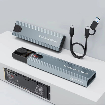 Rocketek ME912 M.2 NVMe SATA SSD Enclosure Dual Protocol USB3.1 Gen2 10Gbps Fast Data Transfer Aluminum Alloy Heat Dissipation Tool Free Portable SSD Case