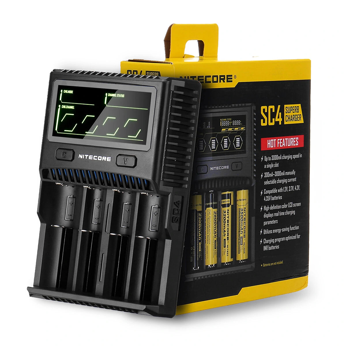 Nitecore SC4 3A Fast Charge LCD Intelligent Battery Charger Super for Li-ion IMR LiFePO4 Batteries For Flashlight RC Toys Home Tools