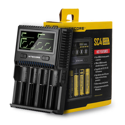 Nitecore SC4 3A Fast Charge LCD Intelligent Battery Charger Super for Li-ion IMR LiFePO4 Batteries For Flashlight RC Toys Home Tools