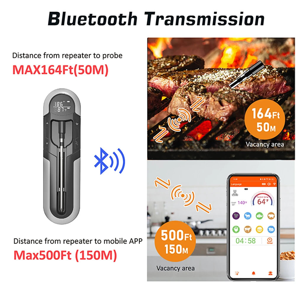 -4F to 212F Bluetooth Wireless Meat Steak Food Electronic Thermometer Grill Probe Smart Meat Food Kitchen Wireless Grill Thermometer