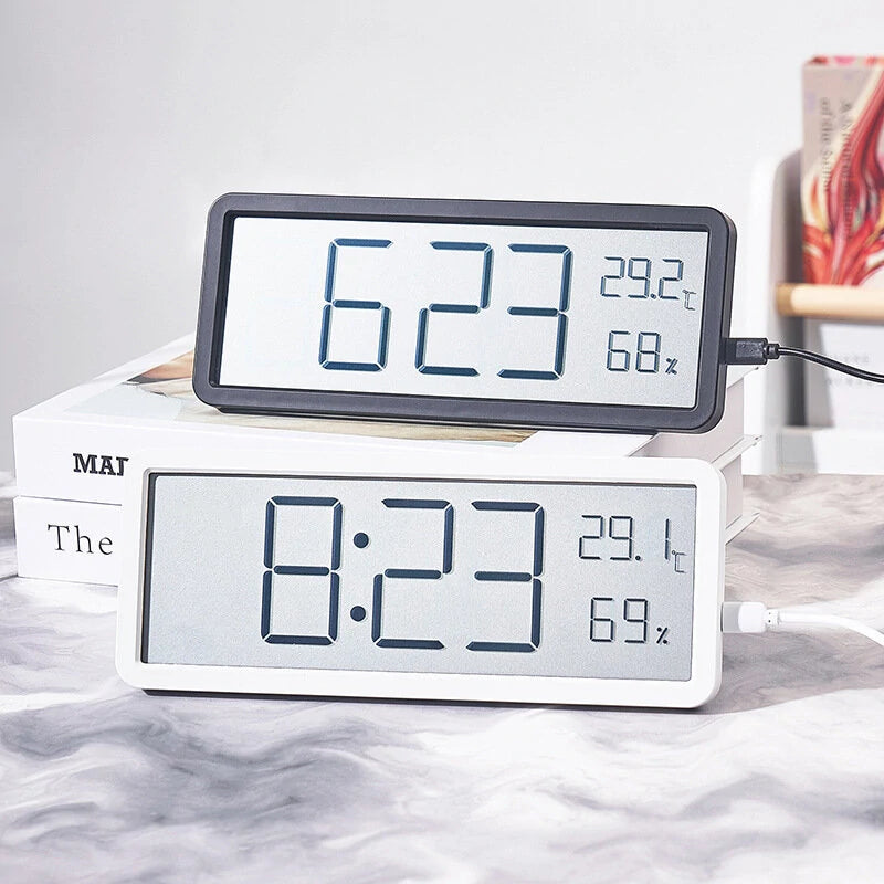 LCD Screen Digital Wall Clock Time Temperature Humidity Time Display Electronic Clock Desktop Digital Clock Battery Powered