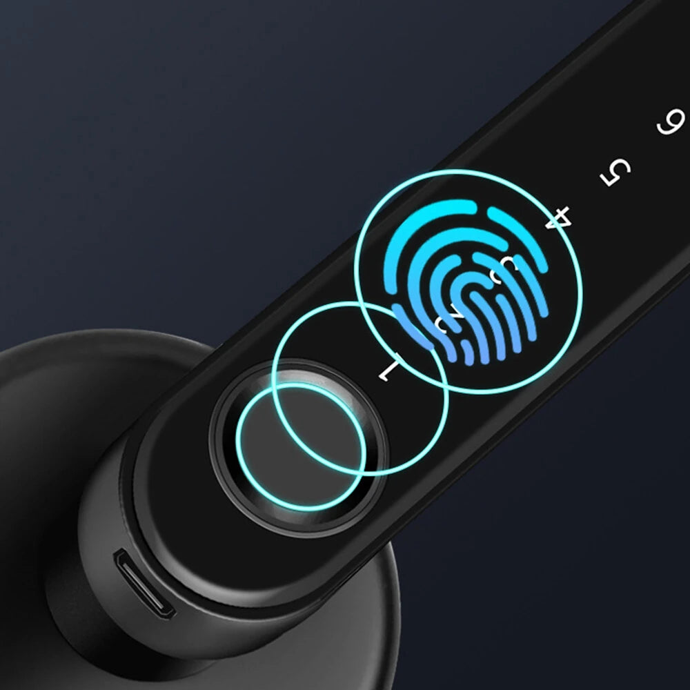 Smart Electronic Door Lock Fingerprint Password Key Unlock 0.25S Fast Response Long Battery Life Anti-Peep Password for Office Hotel Wooden Door