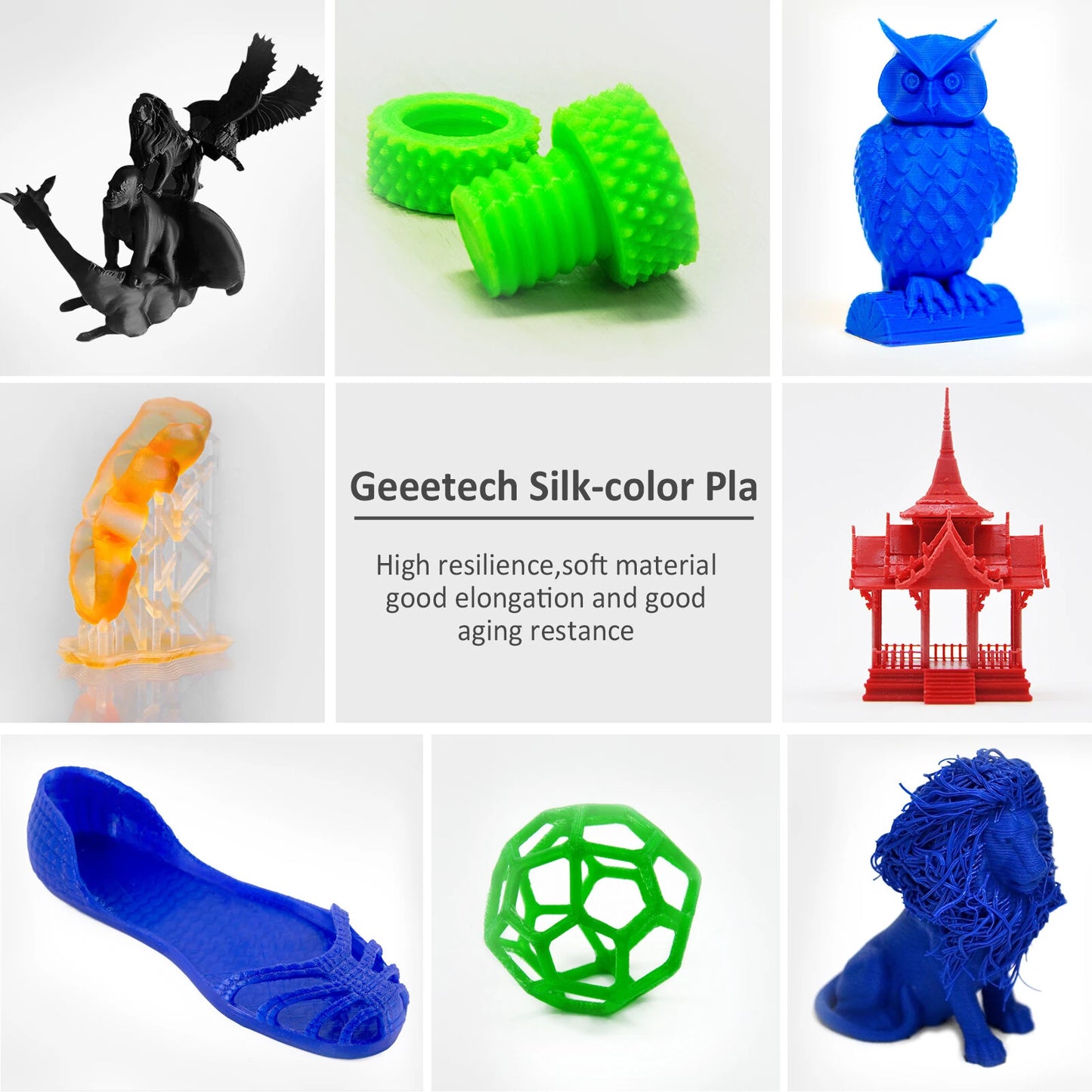 [EU/UK Direct]Geeetech PLA Silk Multi Colors 3D Printer Filament 1.75mm 1kg/roll Shiny Finish High Compatibility Anti-Warping Vacuum Sealed