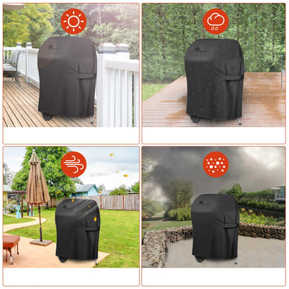 KING DO WAY BBQ Grill Cover 30x25x47'' Heavy Duty Waterproof Windproof Dust UV Resistant with Handle Straps Storage Bag Windproof Buckle and Shrink Rope for Weber Brinkmann Char-Broil Holland