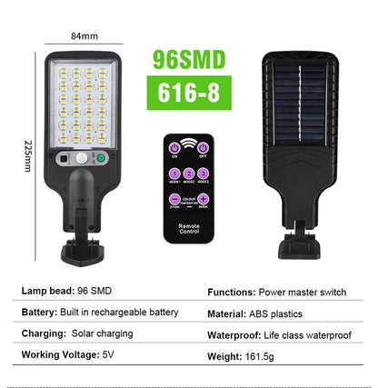 Outdoor LED Solar Street Light Human Sensing Garden Wall Light Waterproof With Remote Control Garden Dew Lamp