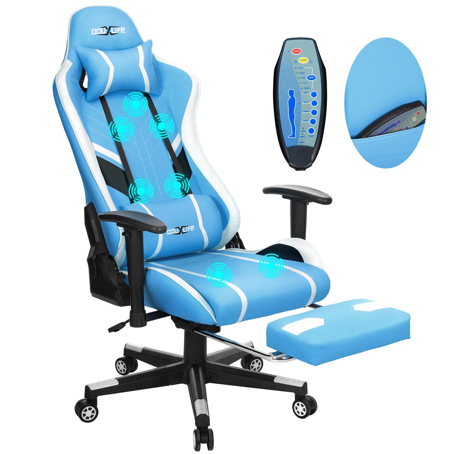 Douxlife GC-RC03 Series Gaming Chair with 7 Point Massage Ergonomic High Back Design Lumbar Relax New Customized PU Massage Computer Office Chairs 2025