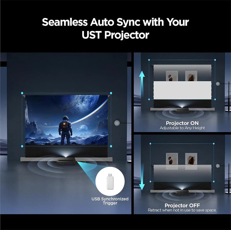 ProjeStar 120 Inch Electric Floor Rising UST Projector Screen 4K UHD ALR 170 Viewing Angle for Ultra Short Throw Laser Projectors Supports Daytime Viewing