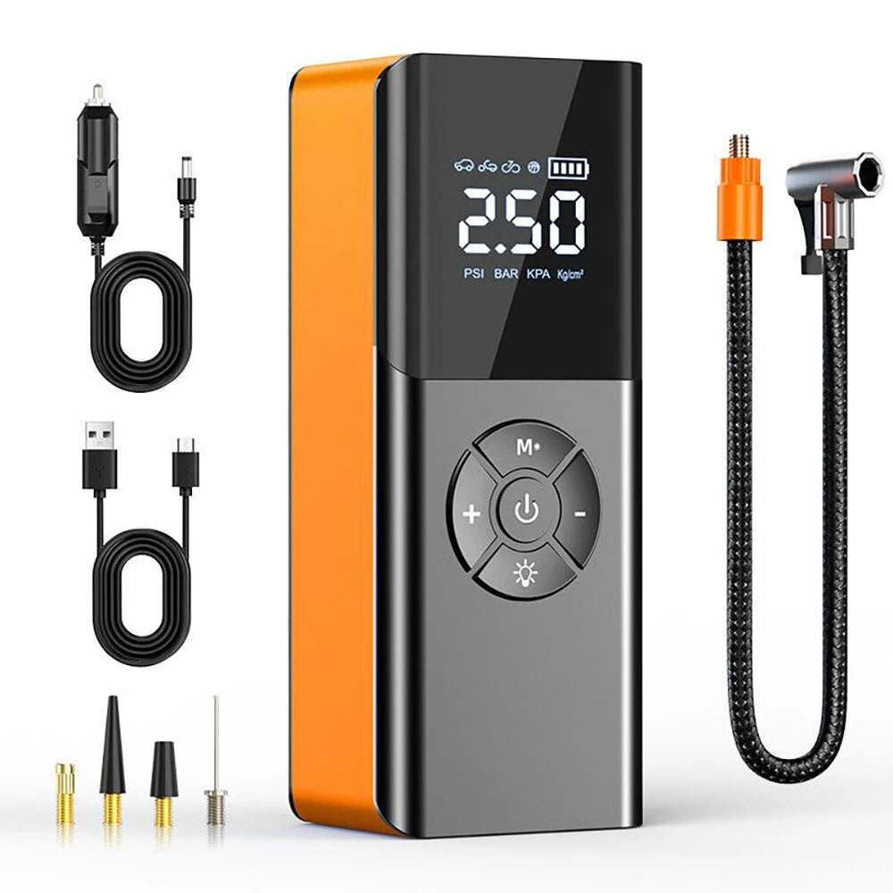 80W Car Tire Inflator Portable Air Compressor 150 PSI Electric Tire Inflator Cordless Tire Pump with Digital LED Display Emergency Light