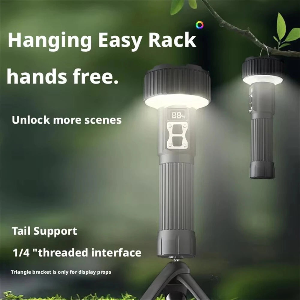 Ultra Bright Aluminum Alloy Flashlight With COB Atmosphere Light Long Endurance Fast USB Rechargeable Portable Light for Outdoor Camping