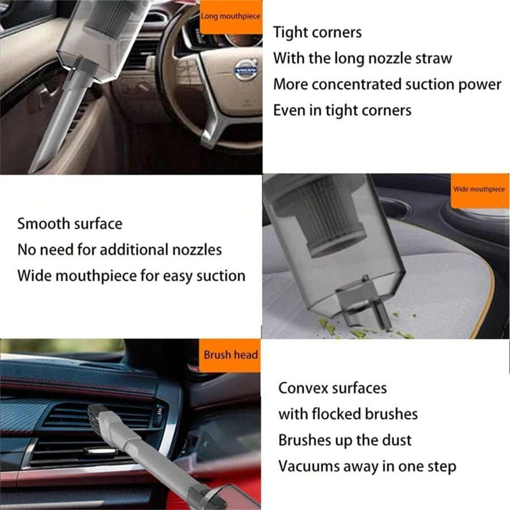 Handheld Vacuum Cleaner 120W 9000Pa Suction 40mins Working Time Portable Car Vacuum Cleaner with Multiple Nozzles for Car Home Office Cleaning