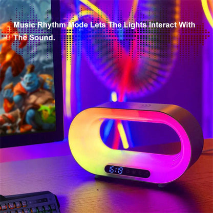 Multi-function 3 In 1 LED Night Light APP Control RGB Atmosphere Desk Lamp Smart Multifunctional Wireless Charger Alarm Clock