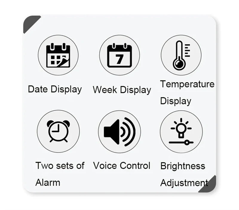 Large Display Led Digital Wall Clock Brightness Adjustable Voice Control Display Temperature Desktop Alarm Clock