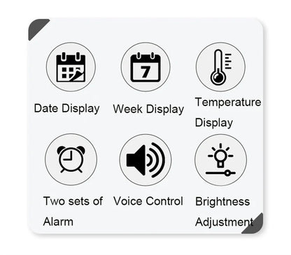 Large Display Led Digital Wall Clock Brightness Adjustable Voice Control Display Temperature Desktop Alarm Clock
