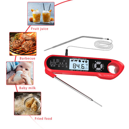 AGSIVO Dual Probes Fast Instant Read Digital Food Meat Thermometer Waterproof For BBQ Kitchen Cooking Grilling