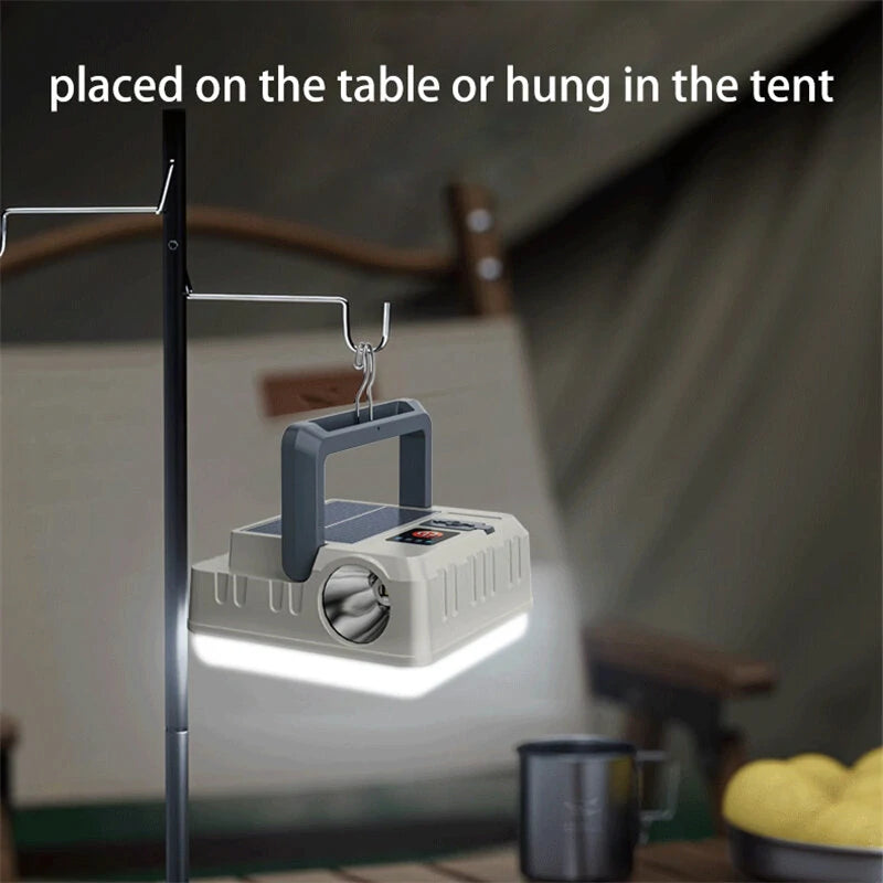 Solar Camping Lantern Flashlights USB Rechargeable Hanging Power Bank Waterproof Lights for Camping Hurricanes Emergency Power Outages Indoor Outdoor