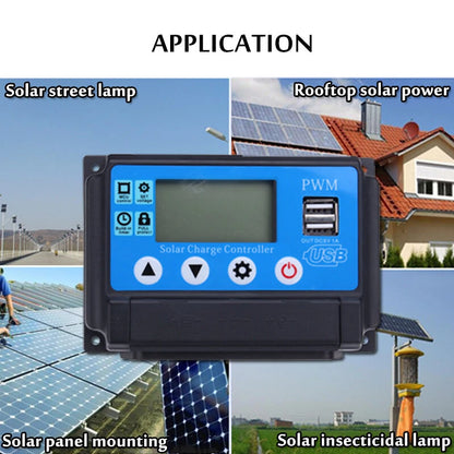 Excellway 12V 24V 10/20/30/40/50A Auto Solar Panel Solar Charge Controller Battery Charge Adapter USB LCD Display