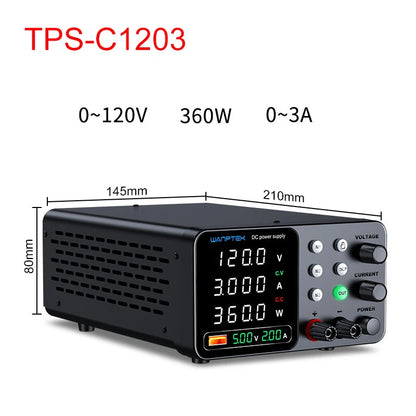 WANPTEK DC Power Supply TPS-C1203 0-120V 0-3A 360W 300W 150W Adjustable Regulated Power Supply USB Fast Charge Overcurrent Protection Digital Display