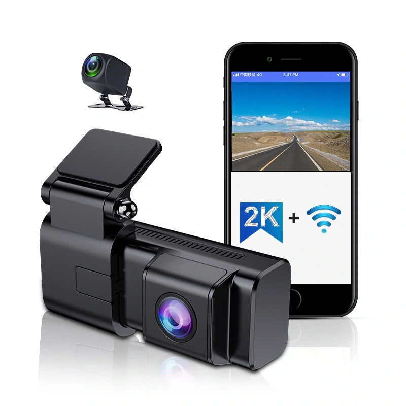 170 HD Dash Cam Dual Lens Smartphone 2K+1080P WiFi  Front and Rear Recording  Parking Monitor