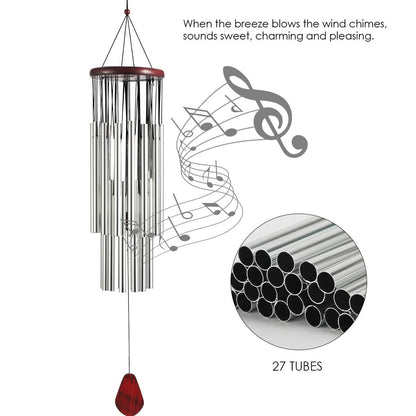 Home 27 Silver Tubes Wind Chimes Church Bells Hanging Decorations