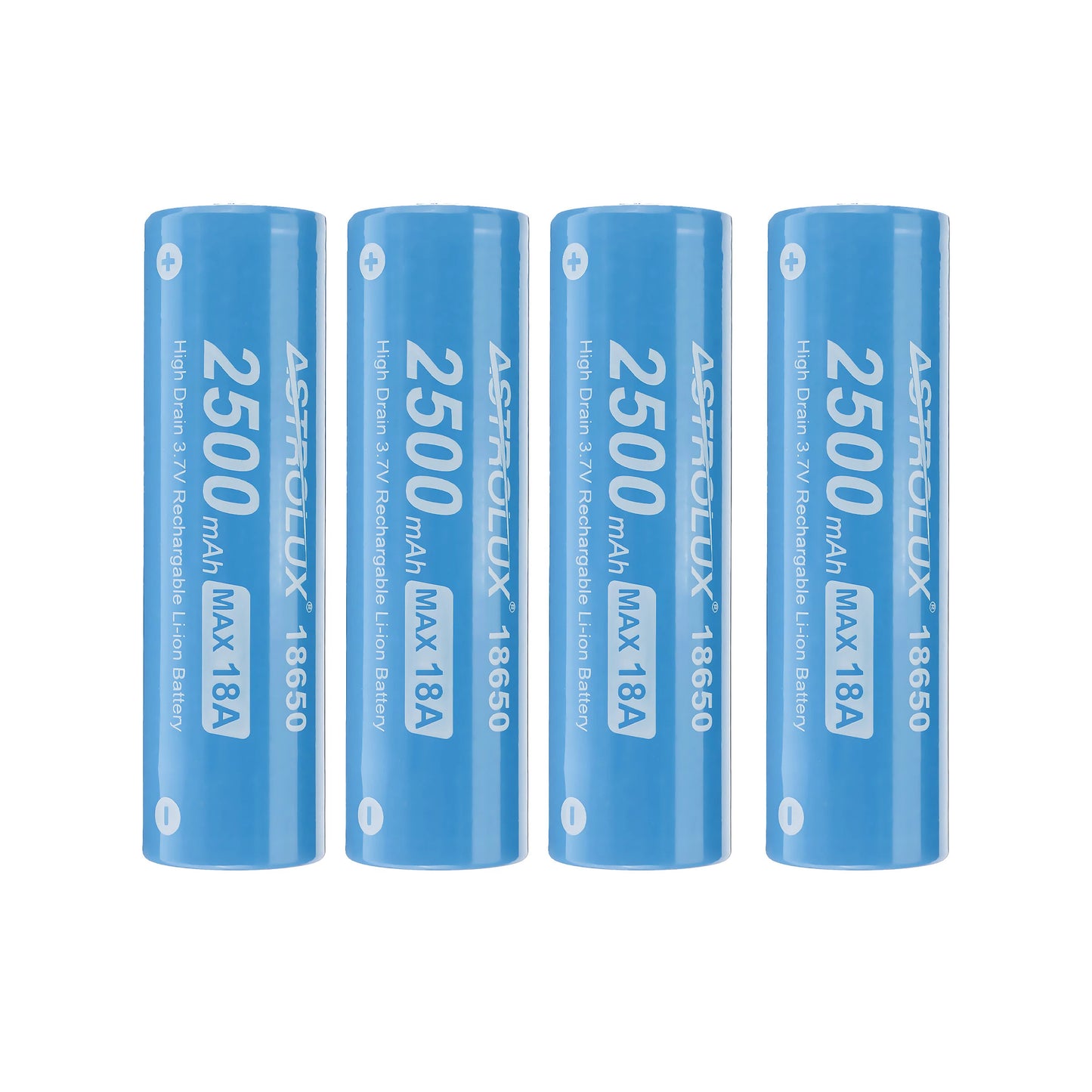 4Pcs Astrolux E1825 18A 2500mAh 3.7V 18650 Li-ion Battery Unprotected High Drain Rechargeable Lithium Power Cell For Astrolux Nitecore Lumintop Fenix Olight Flashlights RC Toys Home Tools
