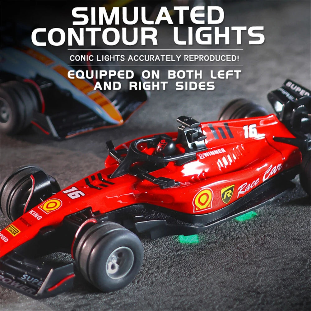 TRASPED HG4-234 RTR 1/64 2.4G Mini RC Car F1 Formula Racing Alloy Shell Three Speed Support App Remote Control LED Light Highly Simulated Classic Desktop Vehicles Models Toys Collection Gift for Children