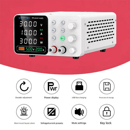 WAMPTEK Adjustable DC Power Supply TPS-C3010 150W 300W 320W 360W 0-160V Regulated Power Supply USB Fast Charge Overcurrent Protection Digital Display