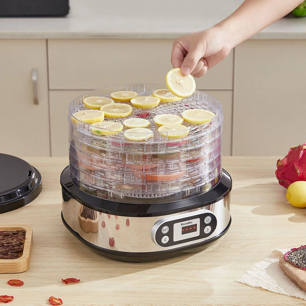 [EU Direct] BioloMix 6 Trays Food Dehydrator Fruits Dryer with Digital LED Display For Jerky, Herbs, Meat,Vegetable
