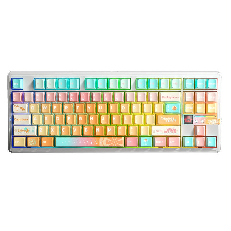 AULA F87 Pro V2 Custom Mechanical Keyboard with LED Matrix Display Gasket Structure Wireless Tri-Mode 80% Layout RGB Hotswap Keys 8K Return 10000mAh Esports Gaming Keyboard