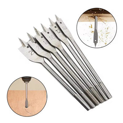 6PCS Three-Pointed Flat Drill Bit Set High Carbon Steel HRC50 Heat Treated Woodworking Tool for Table DC AC Drills