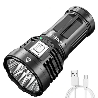 TANJE 8*P900+COB Super Bright Type-C Rechargeable ABS Housing Flashlight with 18650 Battery COB Side Light 500m Long Range Powerful LED Torch Camping Lantern