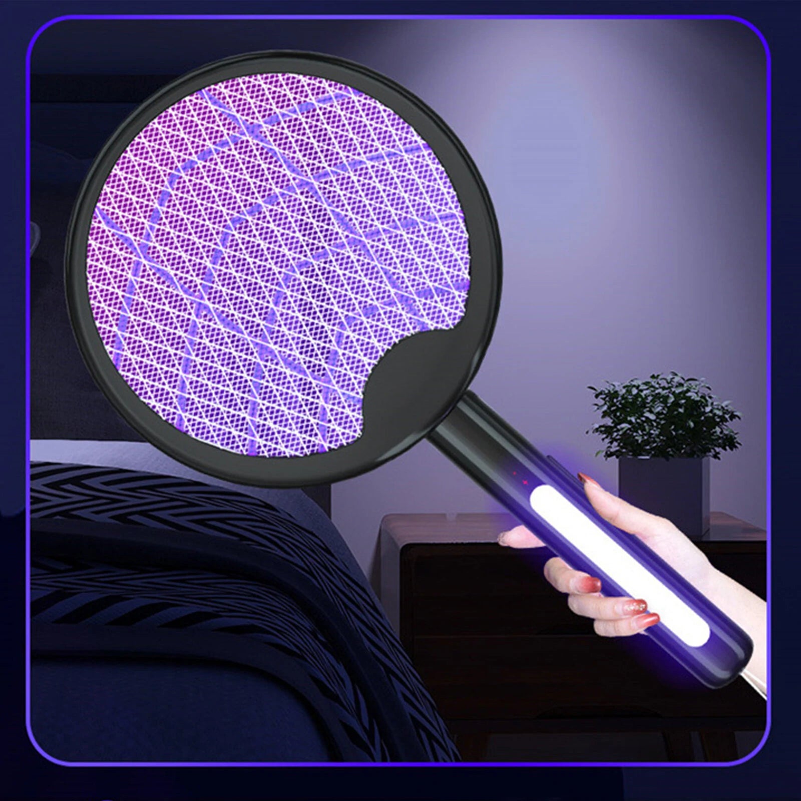 AGSIVO 3 In 1 3000V Cordless Rechargeable Electric Mosquito Bug Zapper Foldable Handheld Mosquito Killing Lamp Fly Trap