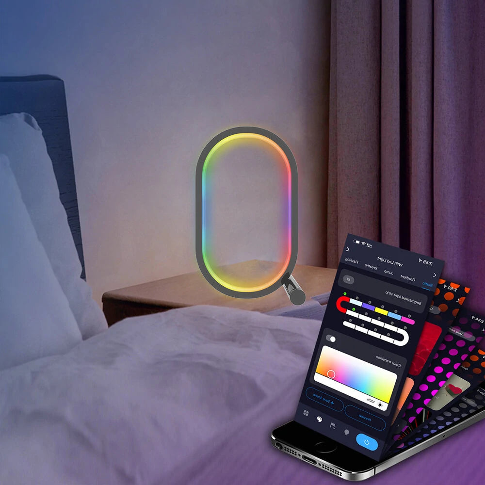 WIFI Smart LED Desktop Ambient Night Light RGBIC USB Desk Lamp with App Dimmable Color Change for Bedroom Game Room Study