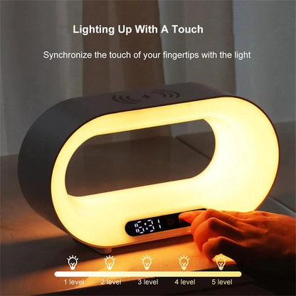 Multi-function 3 In 1 LED Night Light APP Control RGB Atmosphere Desk Lamp Smart Multifunctional Wireless Charger Alarm Clock