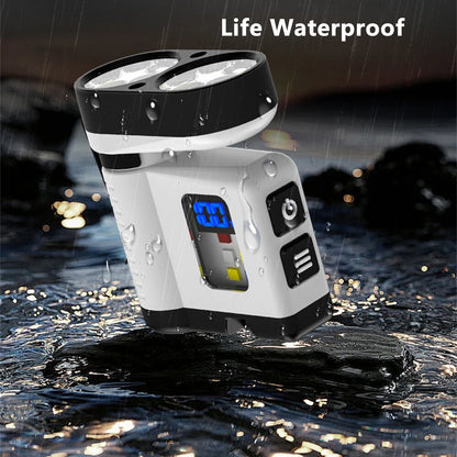 10*LED Strong Light Portable Keychain Flashlight Multi-Functional Magnetic Mini Clip Light USB Rechargeable Digital Display Waterproof Outdoor Red & Blue Warning Work Lamp Signal Camping EDC Tools